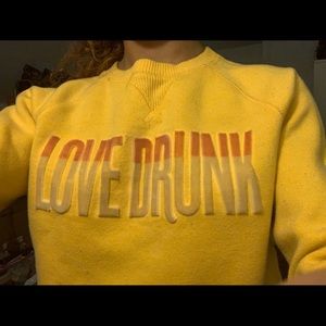 Aeropostale yellow love drunk sweater